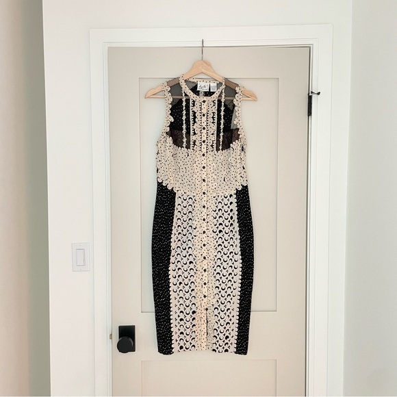 Beguile by Byron Lars Anthropologie exclusive lazer cut black/cream dress size 4 - Picture 3 of 5